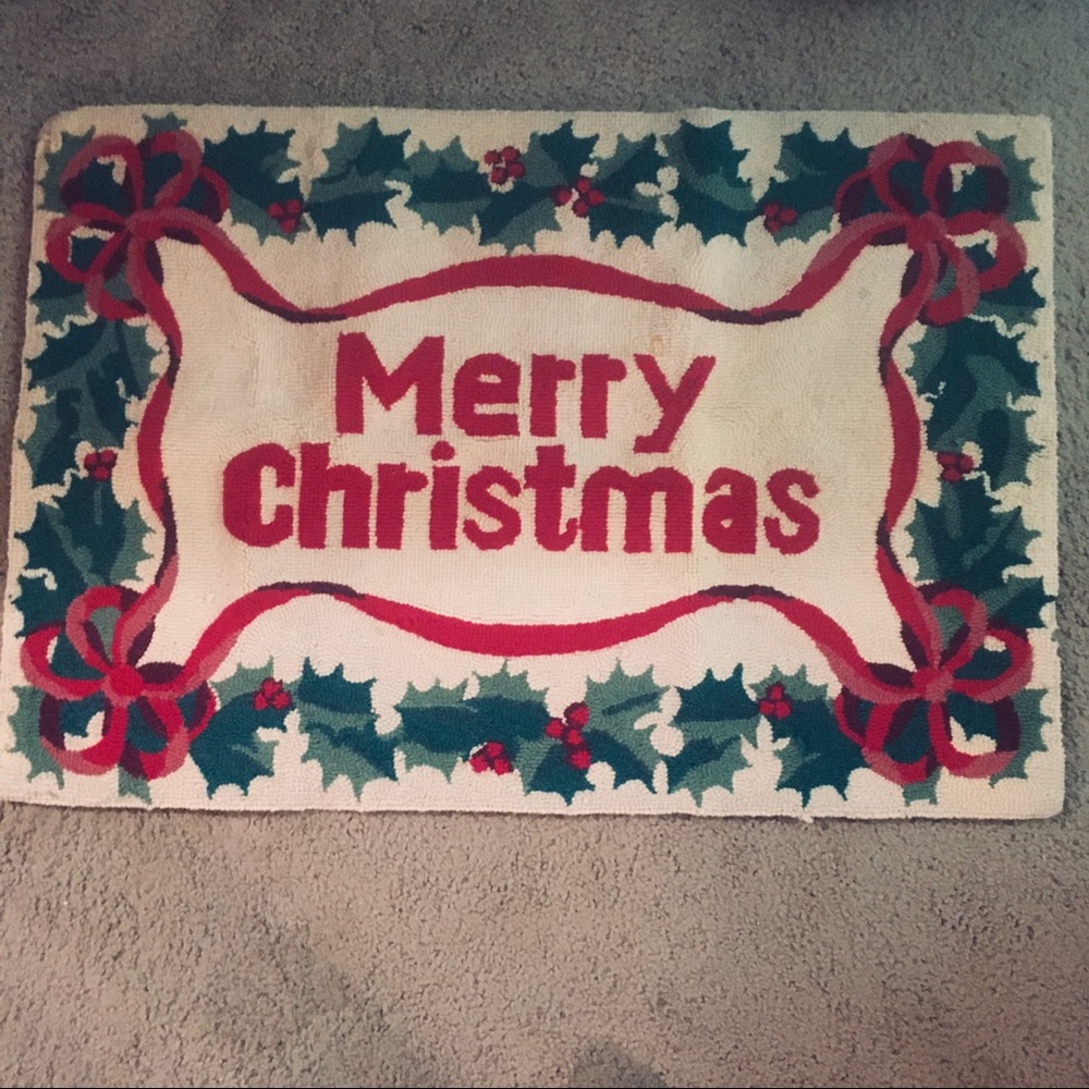 Needlepointed Merry Christmas Rug
